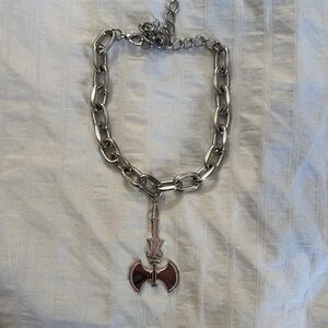 Silver Chain Necklace with Axe Pendant